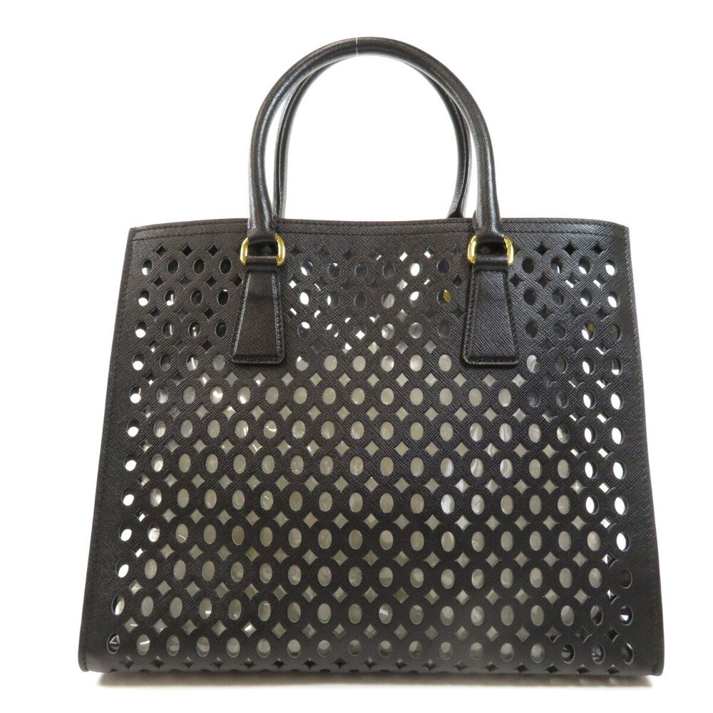 Prada perforated handbag vinyl motif leather